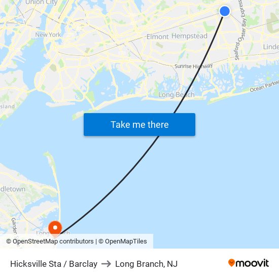 Hicksville Sta / Barclay to Long Branch, NJ map