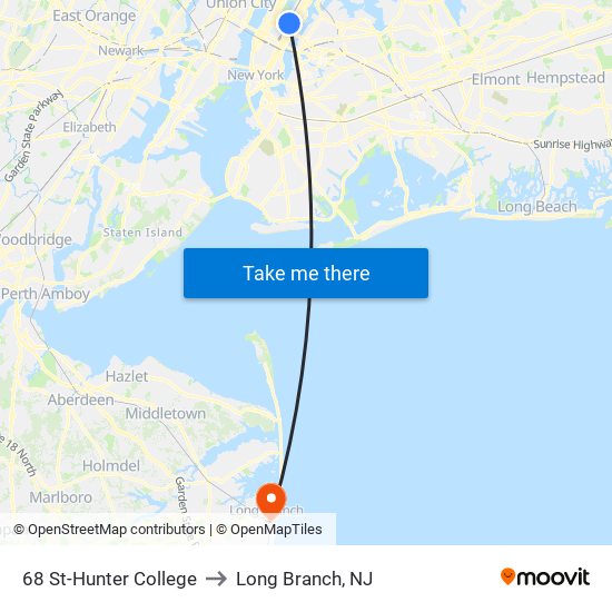 68 St-Hunter College to Long Branch, NJ map