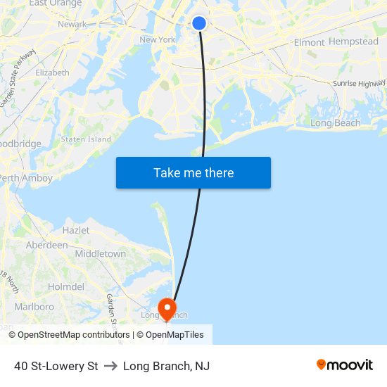 40 St-Lowery St to Long Branch, NJ map