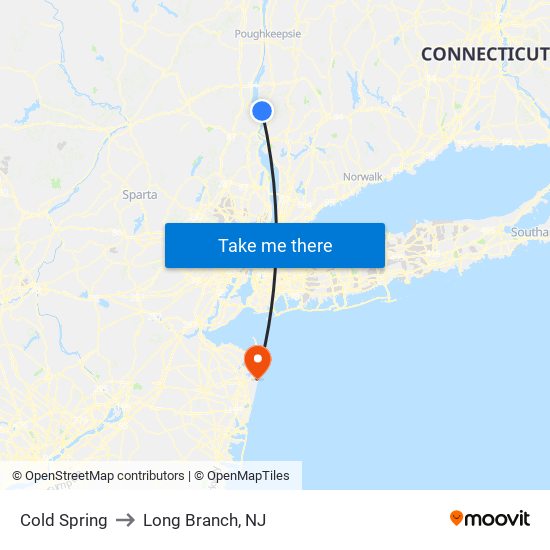 Cold Spring to Long Branch, NJ map