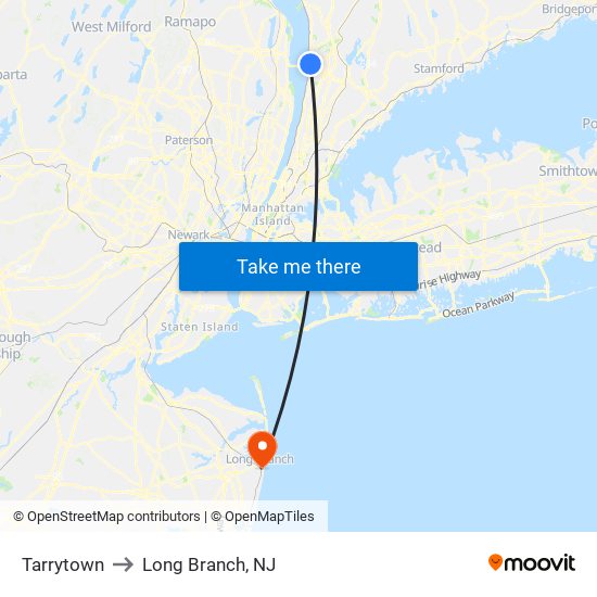 Tarrytown to Long Branch, NJ map