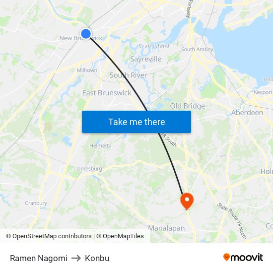 Ramen Nagomi to Konbu map