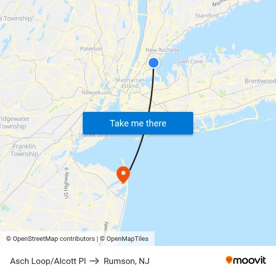 Asch Loop/Alcott Pl to Rumson, NJ map