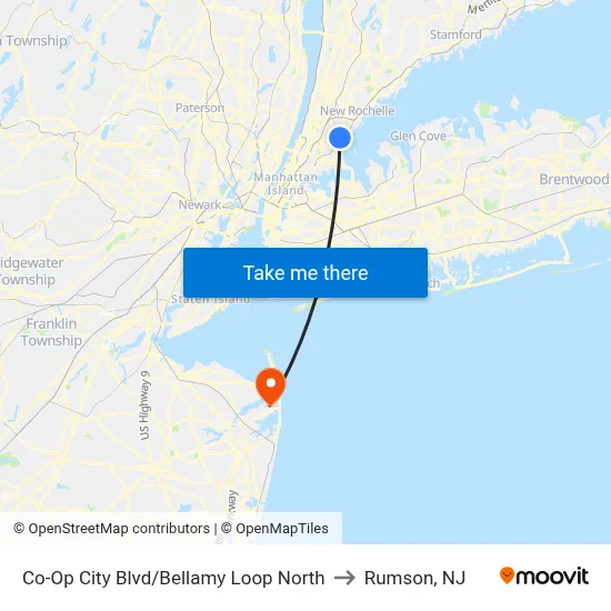 Co-Op City Blvd/Bellamy Loop North to Rumson, NJ map