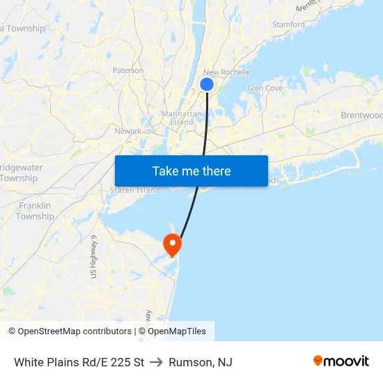 White Plains Rd/E 225 St to Rumson, NJ map