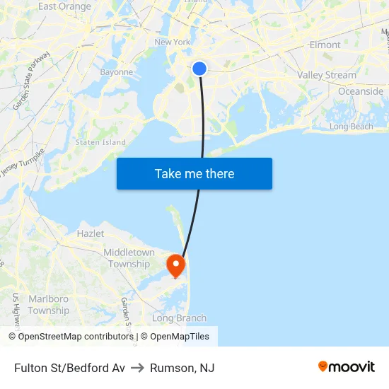 Fulton St/Bedford Av to Rumson, NJ map