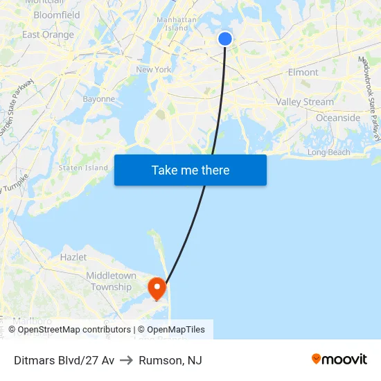 Ditmars Blvd/27 Av to Rumson, NJ map