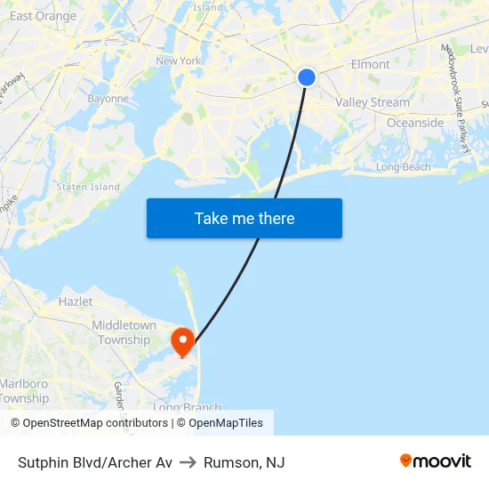 Sutphin Blvd/Archer Av to Rumson, NJ map