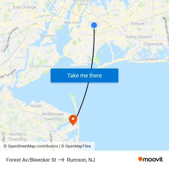Forest Av/Bleecker St to Rumson, NJ map