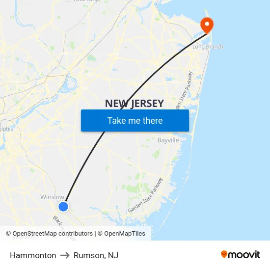 Hammonton to Rumson, NJ map