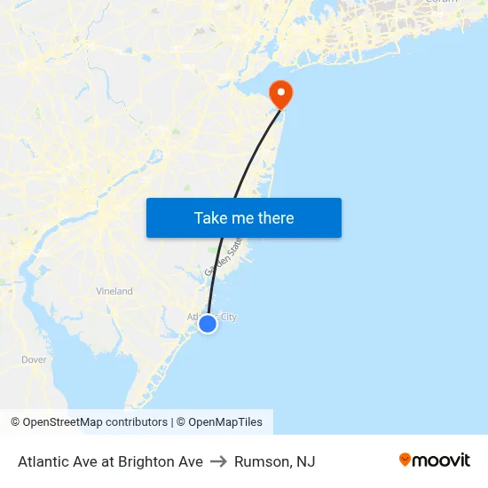 Atlantic Ave at Brighton Ave to Rumson, NJ map