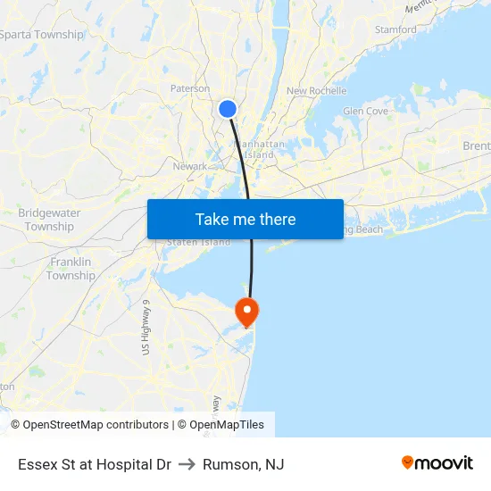 Essex St at Hospital Dr to Rumson, NJ map