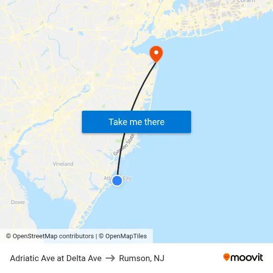 Adriatic Ave at Delta Ave to Rumson, NJ map