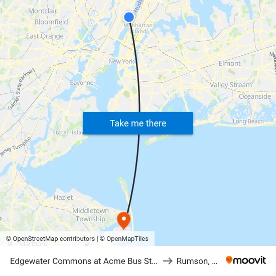 Edgewater Commons at Acme Bus Stop to Rumson, NJ map