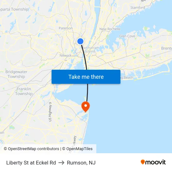 Liberty St at Eckel Rd to Rumson, NJ map
