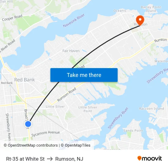 Rt-35 at White St to Rumson, NJ map
