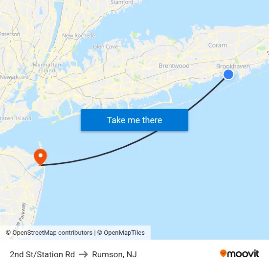 2nd St/Station Rd to Rumson, NJ map