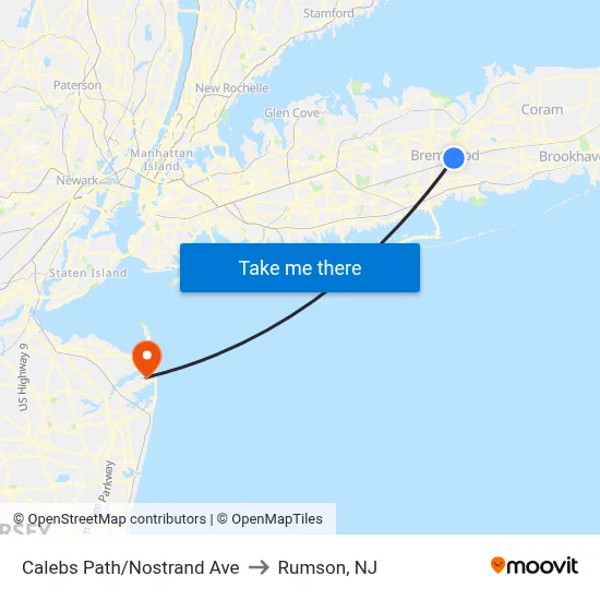 Calebs Path/Nostrand Ave to Rumson, NJ map