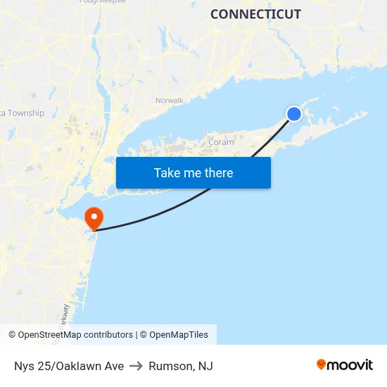 Nys 25/Oaklawn Ave to Rumson, NJ map