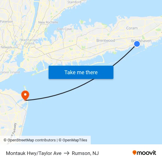 Montauk Hwy/Taylor Ave to Rumson, NJ map
