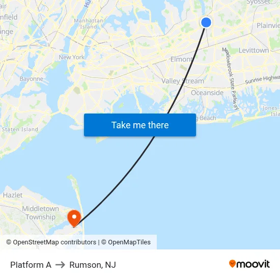 Platform A to Rumson, NJ map