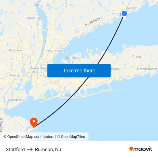 Stratford to Rumson, NJ map