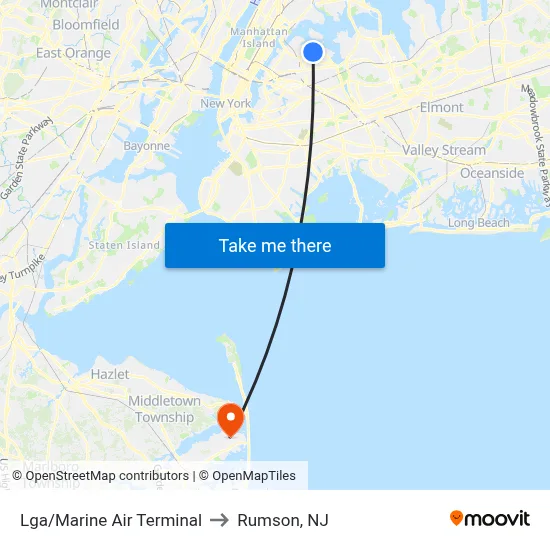 Lga/Marine Air Terminal to Rumson, NJ map
