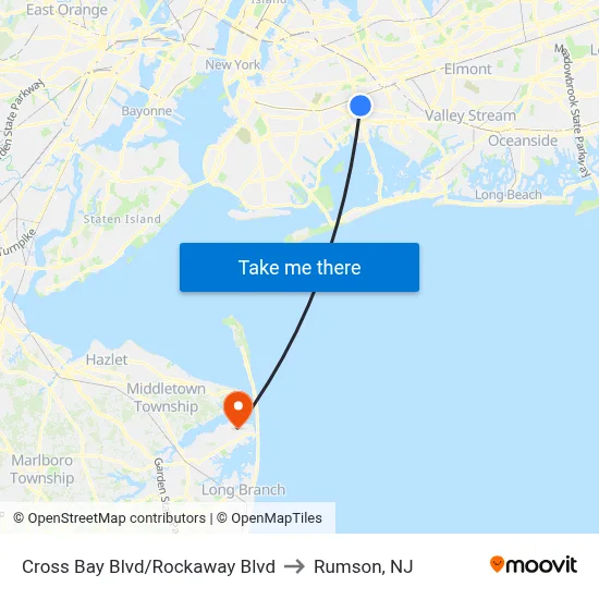 Cross Bay Blvd/Rockaway Blvd to Rumson, NJ map