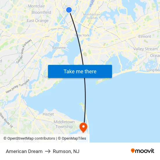 American Dream to Rumson, NJ map