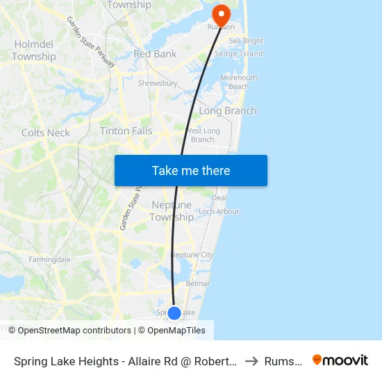 Spring Lake Heights - Allaire Rd @ Robertson Park (Southbound) to Rumson, NJ map