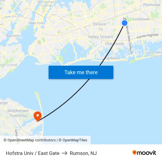 Hofstra Univ / East Gate to Rumson, NJ map