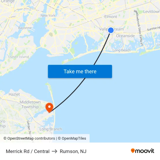 Merrick Rd / Central to Rumson, NJ map