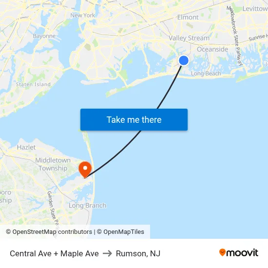 Central Ave + Maple Ave to Rumson, NJ map