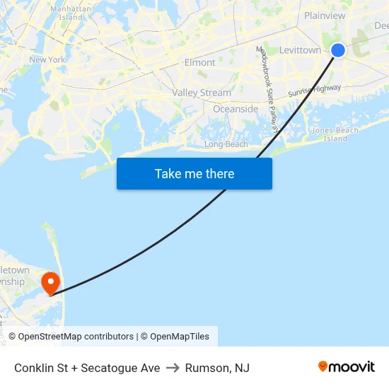 Conklin St + Secatogue Ave to Rumson, NJ map