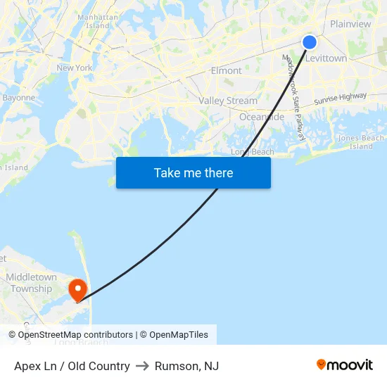 Apex Ln / Old Country to Rumson, NJ map