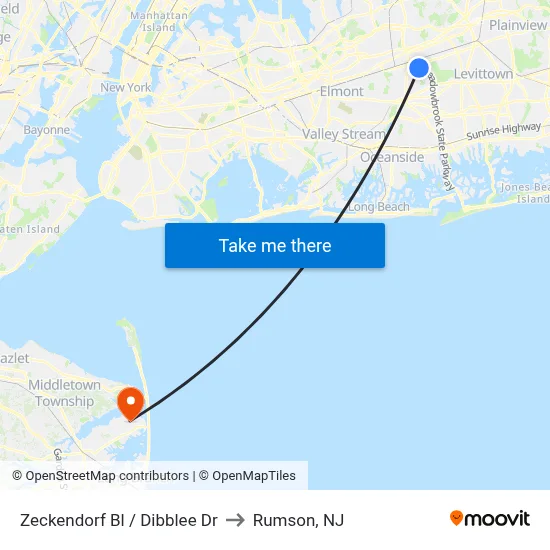 Zeckendorf Bl / Dibblee Dr to Rumson, NJ map