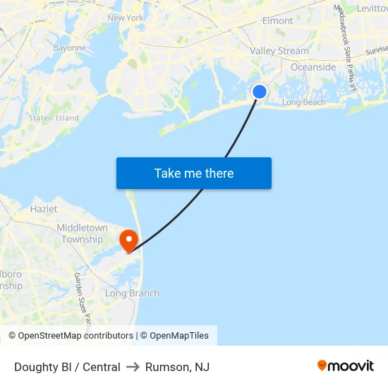 Doughty Bl / Central to Rumson, NJ map