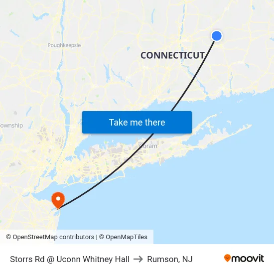 Storrs Rd @ Uconn Whitney Hall to Rumson, NJ map