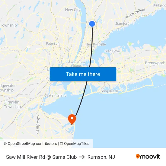 Saw Mill River Rd @ Sams Club to Rumson, NJ map
