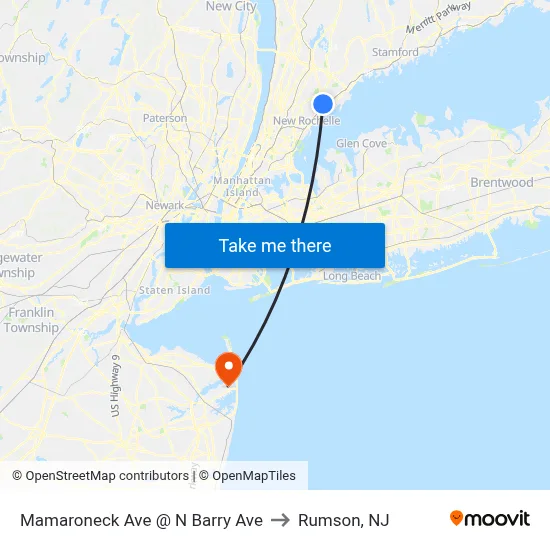 Mamaroneck Ave @ N Barry Ave to Rumson, NJ map