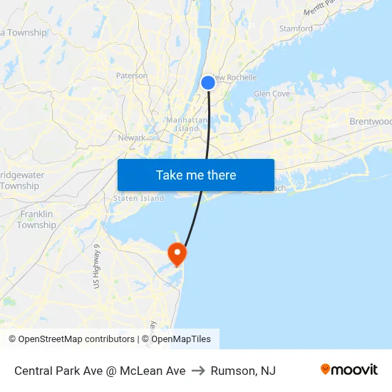 Central Park Ave @ McLean Ave to Rumson, NJ map