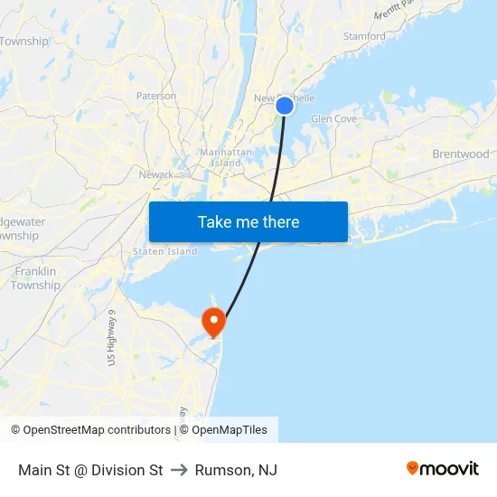 Main St @ Division St to Rumson, NJ map