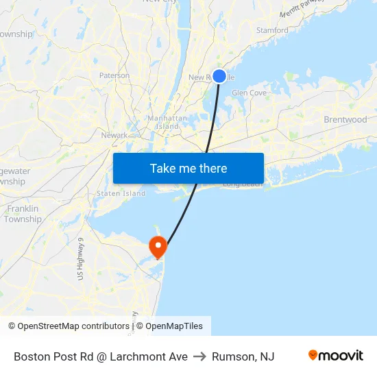 Boston Post Rd @ Larchmont Ave to Rumson, NJ map