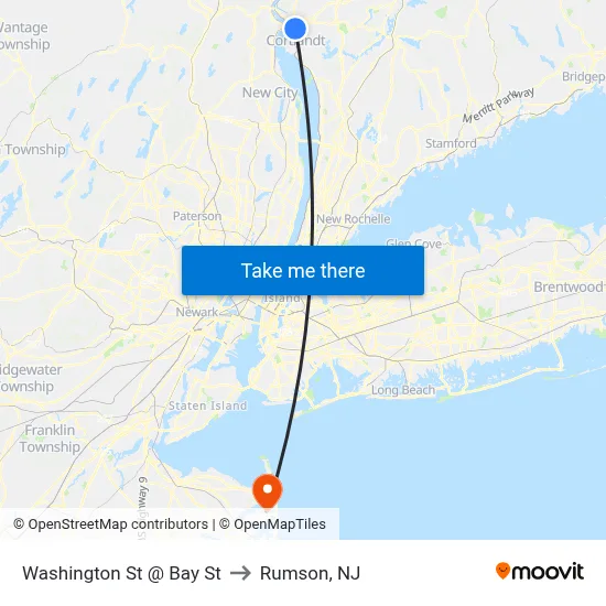 Washington St @ Bay St to Rumson, NJ map