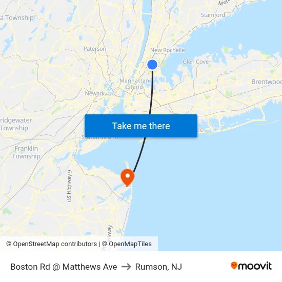 Boston Rd @ Matthews Ave to Rumson, NJ map