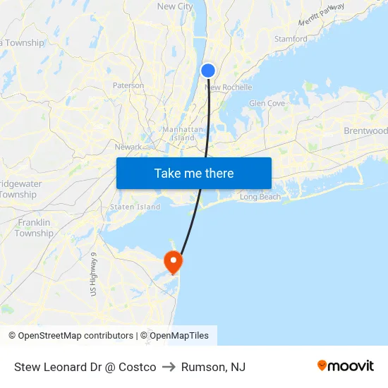 Stew Leonard Dr @ Costco to Rumson, NJ map