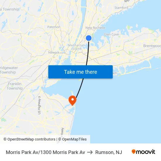 Morris Park Av/1300 Morris Park Av to Rumson, NJ map
