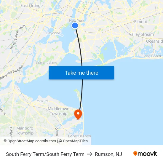 South Ferry Term/South Ferry Term to Rumson, NJ map