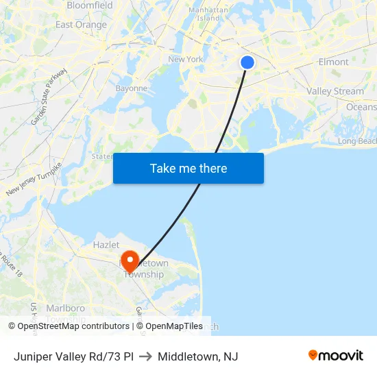 Juniper Valley Rd/73 Pl to Middletown, NJ map