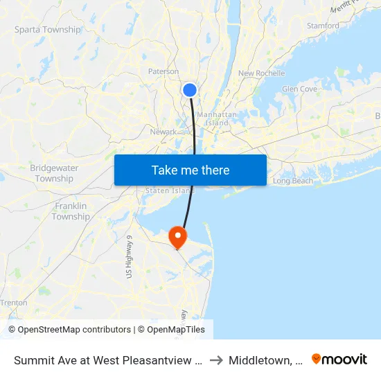 Summit Ave at West Pleasantview Ave to Middletown, NJ map